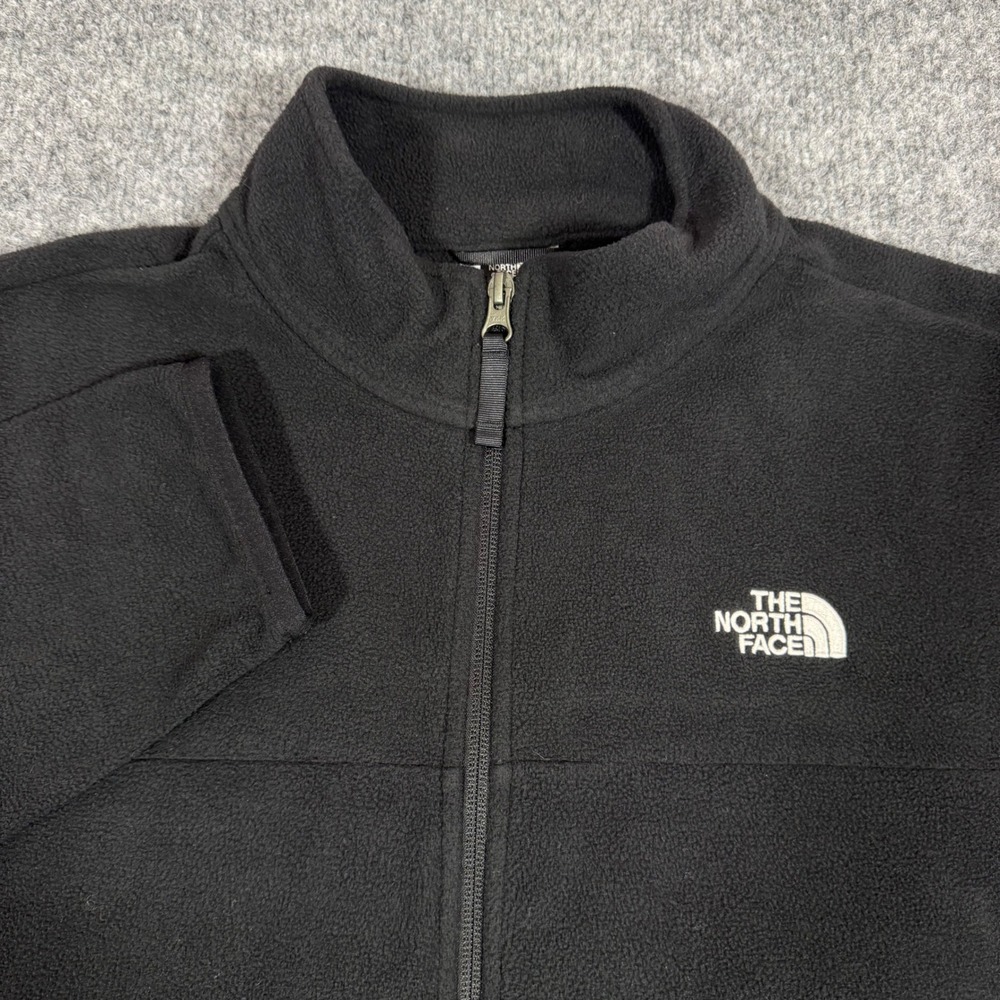 The North Face Full Zip Fleece Jacket Circular Design Mens Small Black EUC